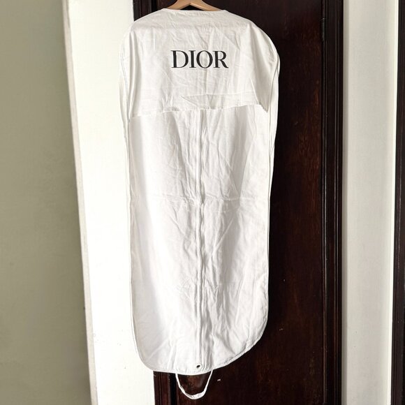 DIOR | Authentic Dior Thick Cotton Garment Bag w/Handles, Black Logo & Zipper - Picture 1 of 6